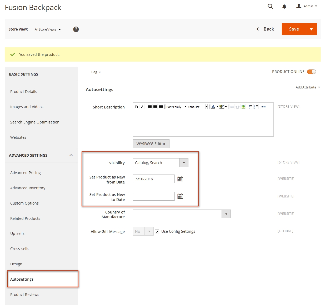 set new product step2