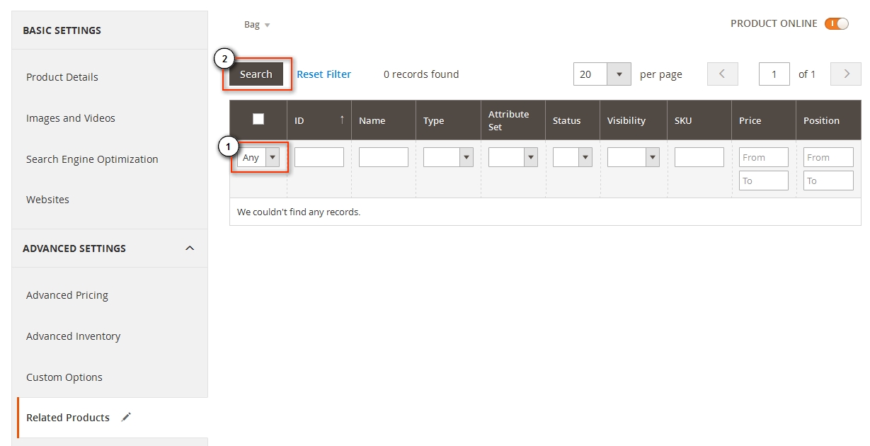 set related product step1